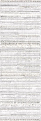 Hauteloom Dishman Living Room, Bedroom Area Rug - Farmhouse - Cream, Light Gray - 18" x 18" Sample