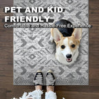 KILOCOCO Boho Entryway Rug 3x5 Area Rug Washable Non Slip Grey Throw Rugs Soft for Kitchen Living Room Dining Bedroom Rugs Geometric Moroccan Carpet