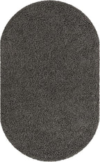 Unique Loom Solid Shag Collection Area Rug (5' 3" x 8' Oval, Graphite Gray)