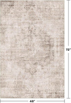 Washable 4x6 Rug for Small Living Room, Area Rug for Kitchen, Bedside, Large Entryway Indoor - Stain Resistant Non Slip with Rubber Backing, Unique Floral Aethestic Décor, Light Brown & Beige