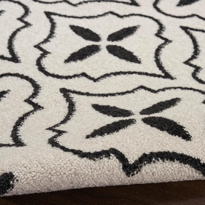 Nourison Home Nourison Essentials Ivory Black 8' x 10' Area Rug - Easy Clean, Non Shedding, Bed Room, Living Room, Dining Room, Kitchen (8' x 10')