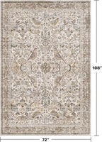 Moss Washable Dining Room Rug, 6x9 Floral Area Rug for Living Room, Boho Farmhouse Décor Low Pile Soft Bedroom Carpet, Brown Taupe Home Décor, Non Slip & Stain Resistant