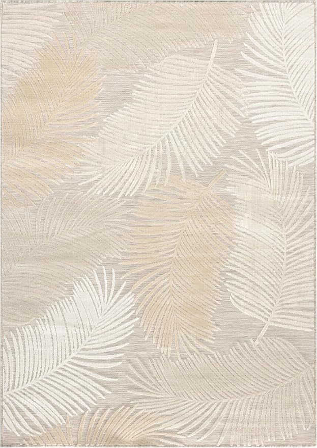 Nourison Home Suncoast Beige 4' x 6' Area Rug - Easy Clean, Non Shedding, Bed Room, Living Room, Dining Room, Kitchen (4' x 6')