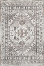 zesthome 3x5 Area Rug Ultra Soft Washable Rug, Non Slip Area Rug Indoor Entrance, Stain Resistant Rugs for Living Room Bedroom Vintage Home Decor (Brown/Beige,3'x5')