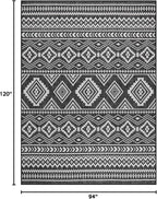 Beverly Rug Waikiki Boho Indoor Outdoor Rug 8x10, Washable Outside Carpet for Patio, Deck, Porch, Bohemian Area Rug, Farmhouse Rugs, Aztec Tribal Rug, Black and White