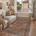 HUGEAR 3x5 Machine Washable Rugs Brick Red Hallway Area Rug Indoor Accent Rug Floral Low Pile Carpet Soft Throw Rug Bedroom Living Room Office Dining Room Kitchen Laundry Room Non Slip