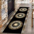 Black Gold Geometric Hallway Runner Rug, 2.6x7ft, Vintage Greek Key Entryway Carpet, Baroque Style Pattern Machine Washable Carpets, Durable Non-Shedding Non-Slip Rugs for Dorm Nursery