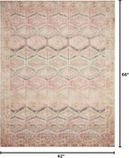 Loloi Layla Collection LAY-17 Pink/Lagoon 3'-6" x 5'-6" .13" Thick Accent Rug, Soft, Durable, Vintage Inspired, Distressed, Low Pile, Non-Shedding, Easy Clean, Printed, Living Room Rug