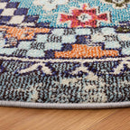 SAFAVIEH Madison Collection 6'7" Round Orange/Beige MAD418P Boho Diamond Distressed Non-Shedding Entryway Foyer Living Room Bedroom Kitchen Area Rug