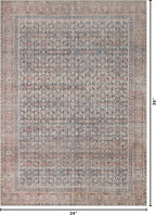 Kuden Area Rug, Machine Washable, Non-Slip Backing, Vintage Style, Soft, Low Pile, Perfect for Living Room, Bedroom, Kitchen, Dining Room - [2x3, Blue/Red]