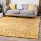 Unique Loom Davos Shag Collection Area Rug - Solid (5' 3" Square, Sun Yellow)