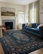 Loloi Rifle Paper Co. Laurel Collection LAU-01 Dark Navy 2'-8" x 4' Accent Rug