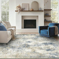 Bavni 6x9 Area Rugs Machine Washable Rug for Living Room, Modern Printed Rug Indoor Soft Area Rug for Bedroom Dining Room, Ultra-Thin Low Pile Carpet with Non Slip Rubber Backing, Gray Beige Blue