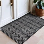 Rugshop Bohemian Stripe Lines Washable Non Slip Area Rug 2' x 3' Black