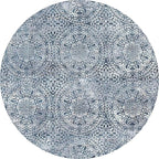 vivorug Round Rug 5ft Vintage-Inspired Round Area Rug Non-Slip Indoor Carpet for Living Room Bedroom Entryway, Stain Resistant Home Decor Circle Rug, Blue Medallion