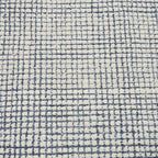 Hand-Tufted 100% Wool Pile Area Rug – Geometric Textured Grid Check Pattern – Thick and Durable Floor Carpet for Bedroom, Living Room, Kids Room, and Dining Area (Indigo Blue, 2.6' x 10')