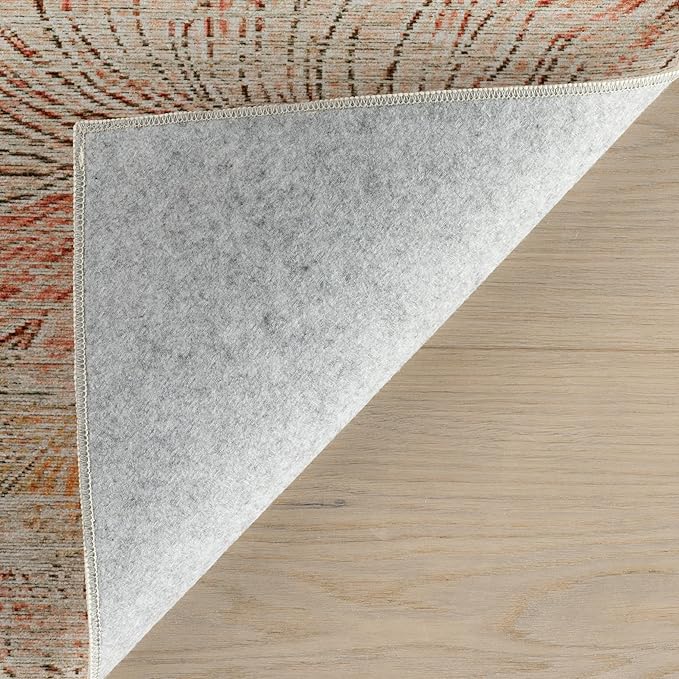 Dash & Albert Zell Multi Machine Washable Rug, 4 X 6 Feet, Multicolored/Tan Floral Pattern