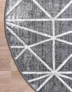 Rugs.com Lattice Trellis Collection Rug – 3 Ft Round Gray Low-Pile Rug Perfect for Kitchens, Dining Rooms
