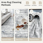3x5 Rug, Small Area for Kitchen, Entryway, Machine Washable Non-Slip Throw Rug, Vintage Carpet for Nursery Coffee Table Grey