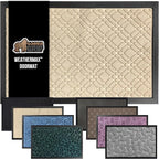 GORILLA GRIP 100% Waterproof All-Season WeatherMax Doormat 35x23, US Designed Natural Rubber, Stain and Fade Resistant, Low Profile Indoor Outdoor Door Mats, Easy Clean Patio Mat, Modern Latte