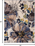 Rugshop Cream Bright Flowers Non Slip Non-Shedding Area Rug for Bedroom, Living Room and Home Office, 3'3" x 5'