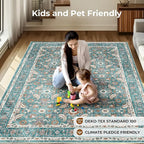 WITSHOCK Living Room Area Rugs 8x10: Soft Non-Slip Backing Washable Rugs Vintage Large Carpet for Bedroom Office Dining Room Kitchen Stain Resistant Home Decor Rug