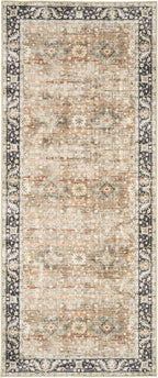 ReaLife Rugs Machine Washable Area Rug Runner - Living Room Bedroom Bathroom Kitchen Entryway - Padded Low Pile Stain Resistant Premium - Boho Farmhouse Vintage - BEV - Beige Tan Brown 2'6" x 8'