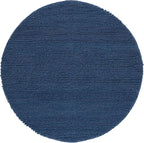 SAFAVIEH Natura Collection Area Rug - 6' Round, Navy & Blue, Handmade Wool Blend, Textured Design, Ideal for Living Room, Bedroom, Dining Space (NAT620M)