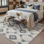 Ivory Grey 6x9 Area Rug Washable Living Room Moroccan Shag Carpet Non Slip Soft Neutral Boho Plush Pile Large Throw Rug for Office Bedroom Dining Room Playroom