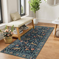 DUKINO 2x5 Rug for Hallway, Washable Kitchen Runner Rug with Non Slip Backing, Soft Low Pile Vintage Animal Runner for Bedroom, Kitchen, Hallway, Entryway, Laundry, Navy Blue