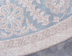 Unique Loom Salzburg Collection Classic Traditional Design Oriental Inspired Border Area Rug (5' 0 x 5' 0 Round, Beige/Blue)