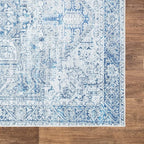 Bloom Rugs Washable Non-Slip 5' x 7' Rug - Blue/Gray Traditional Area Rug for Living Room, Bedroom, Dining Room, and Kitchen - Exact Size: 5' x 7'