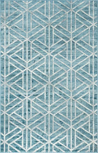 Rugs.com Lattice Trellis Collection Rug – 5' x 8' Blue Low-Pile Rug Perfect for Living Rooms, Large Dining Rooms, Open Floorplans
