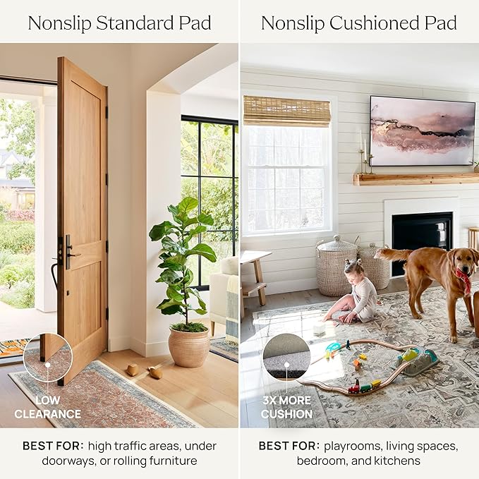 RUGGABLE Washable Vintage Area Rug – Kamran Royal Blue 3x5, Stain-Resistant, Non-Slip – Small Machine Washable Rugs for Living Room, Bedroom, Hallway, Entryway & Office–with Standard Pad