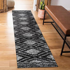 Rugshop Geometric Shag Runner Rug Anthracite Dark Gray and White 2' 3" x 12' Great for Long Hallways, Open Entryways, or Galley Kitchens