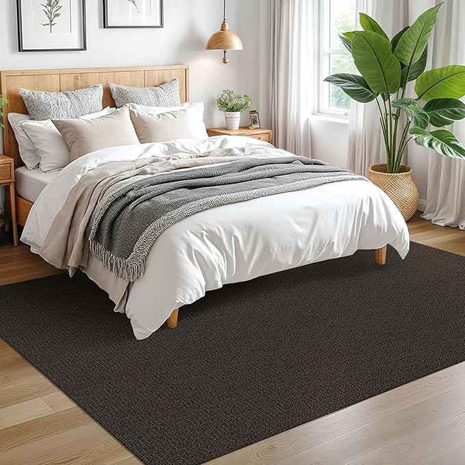 EARTHALL Washable Area Rugs 5x7 Ft Non Slip Living Room Rugs Cotton Rubber Backed Dining Room Rug Braided Bedroom Rugs Indoor Outdoor Floor Carpet for Living Room, Bedroom, Dining Room, Taupe/Coffee
