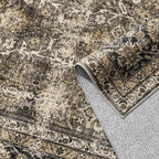Vintage Area Rug 7x9 Brown Washable Living Room Large Carpet Non Slip Bedroom Indoor Office Low Pile Traditional Distressed Retro Accent Rug for Dining Room Kitchen