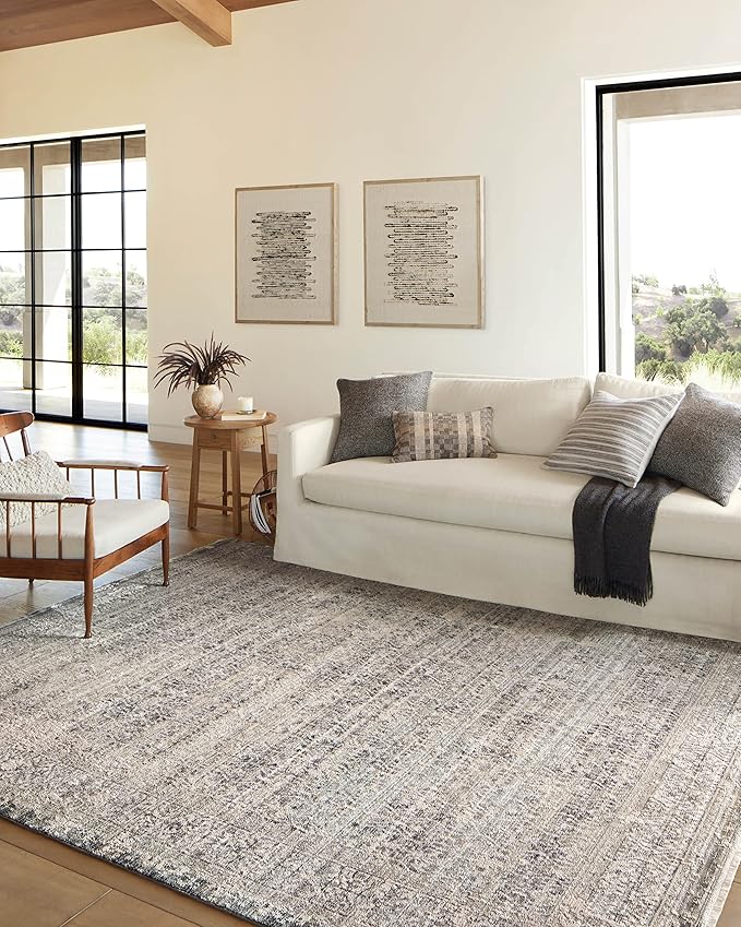 Loloi Amber Lewis Alie Collection ALE-04 Sky/Stone 2'-7'' x 12'-0'', .13'' Pile Height, Runner Rug