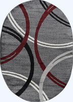 Rugshop Modern Wavy Circles Design Non-Shedding Oval Rug, Carpet for Living Room, Dining Room, or Bedroom, Red, 5' x 7' Oval