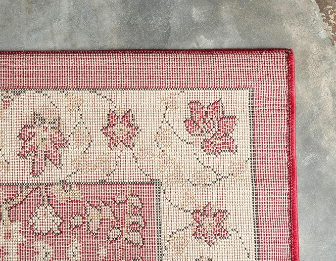 Unique Loom Espahan Collection Area Rug - Cape Cod (5' 1" x 8' Rectangle, Red/ Beige)