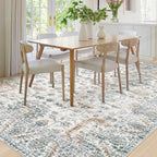 Area Rug 8x10 Living Room Rug, Machine Washable Vintage Distressed Boho Area Rug Non-Slip Soft Low Pile Large Indoor Rugs for Bedroom Kitchen Dining Room Office(Brown Green,8'x10')