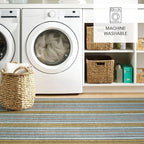 Dash & Albert Treehouse Stripe Machine Washable Rug, 6 X 9 Feet, Green Stripe Pattern