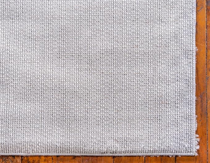 Unique Loom Davos Shag Collection Area Rug - Solid (5' 3" Square, Linen)
