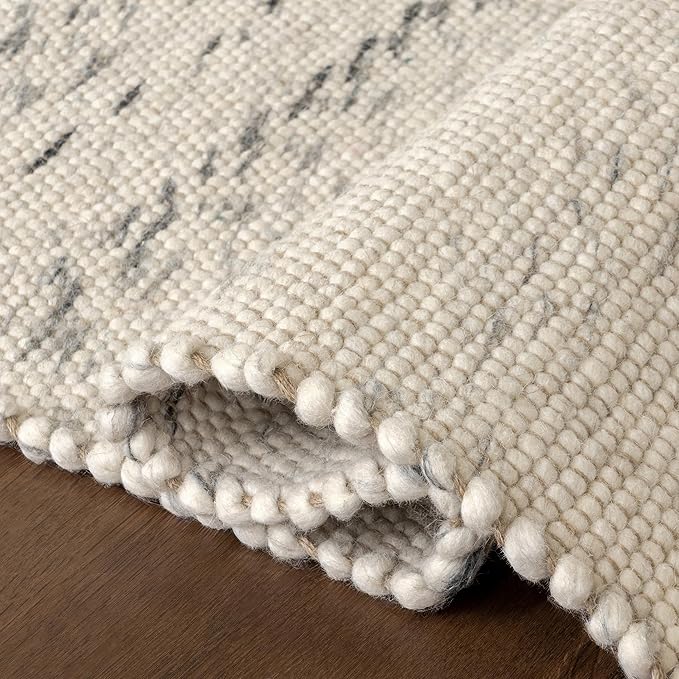 Rugs USA Hamptons Marled Ivory/Grey, 2'6" x 8', Hand Woven, Marled, Tassel, Soft and Cozy, High Traffic, Stain Resistant, Easy Clean, Durable Runner for Bedroom, Living Room, Dining, Den, Foyer