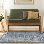 RUGGABLE Washable Area Rug – Kamran Admiral Blue 4x6, Stain-Resistant, Non-Slip – Medium Machine Washable Rugs for Living Room, Bedroom, Hallway, Entryway & Office–with Cushioned Pad