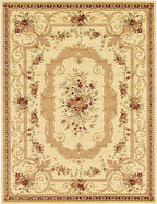 Unique Loom Versailles Collection Traditional Classic Floral Motif Area Rug (10' 0 x 13' 0 Rectangular, Ivory/ Tan)