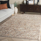SAFAVIEH Natura Collection Area Rug - 6' Square, Dark Brown & Beige, Handmade Wool Blend, Textured Design, Ideal for Living Room, Bedroom, Dining Space (NAT620E)