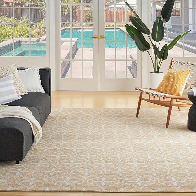 Nourison Home Nourison Essentials Beige Ivory 8' x 10' Area Rug - Easy Clean, Non Shedding, Bed Room, Living Room, Dining Room, Kitchen (8' x 10')
