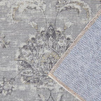 jinchan Fiora Hallway Runner Rug 3x8 Machine Washable Runner Rug Grey Vintage Floral Design Non-Slip Low Pile Ultra-Thin for Kitchen Laundry Room Bedroom Farmhouse (3‘x8', Grey)