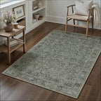 Area Rug 4x6 Gray Entryway Office Washable Vintage Carpet Non Slip Indoor Kitchen Door Mat Retro Traditional Accent Grey Throw Small Rug for Bathroom Bedroom Dining Living Room